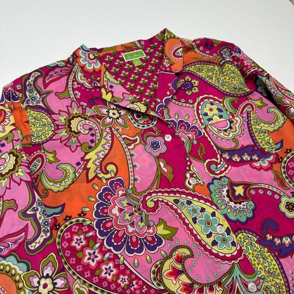 Vera Bradley Cotton Paisley Button Front Top - Picture 2 of 7
